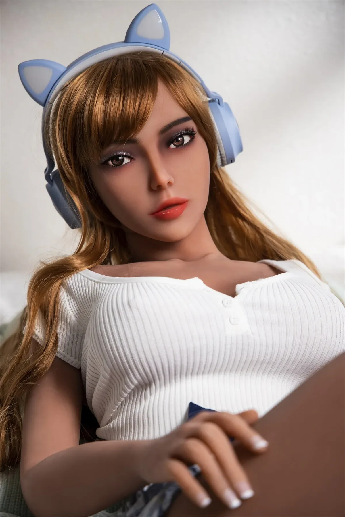 YOUQ | Tayen - Small Boobs  Wheat Skin Color Sex Doll With Long Blonde Curly Hair(5 Sizes ） view 5